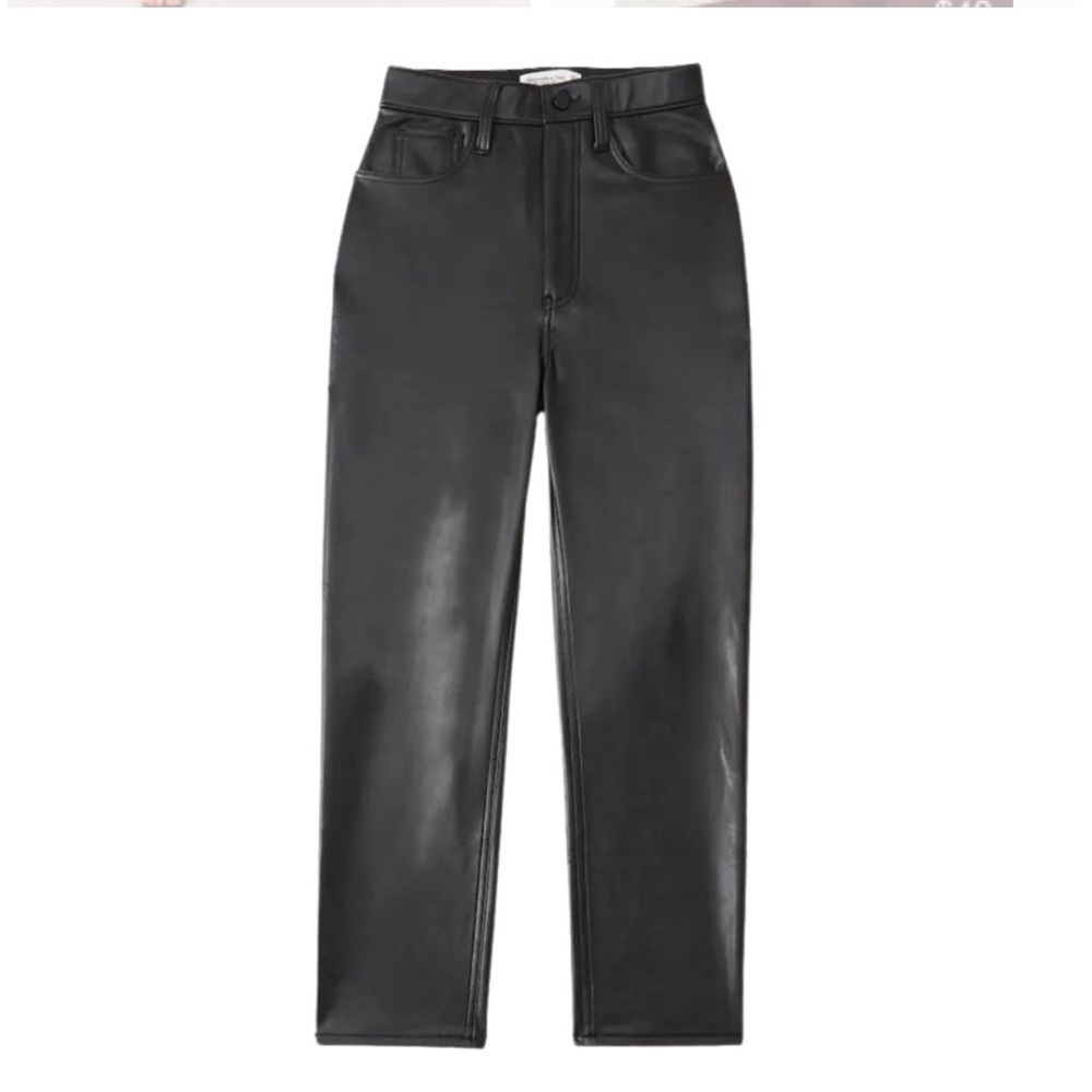 Abercrombie Vegan Leather Ankle Straight Pants Ultra High Rise